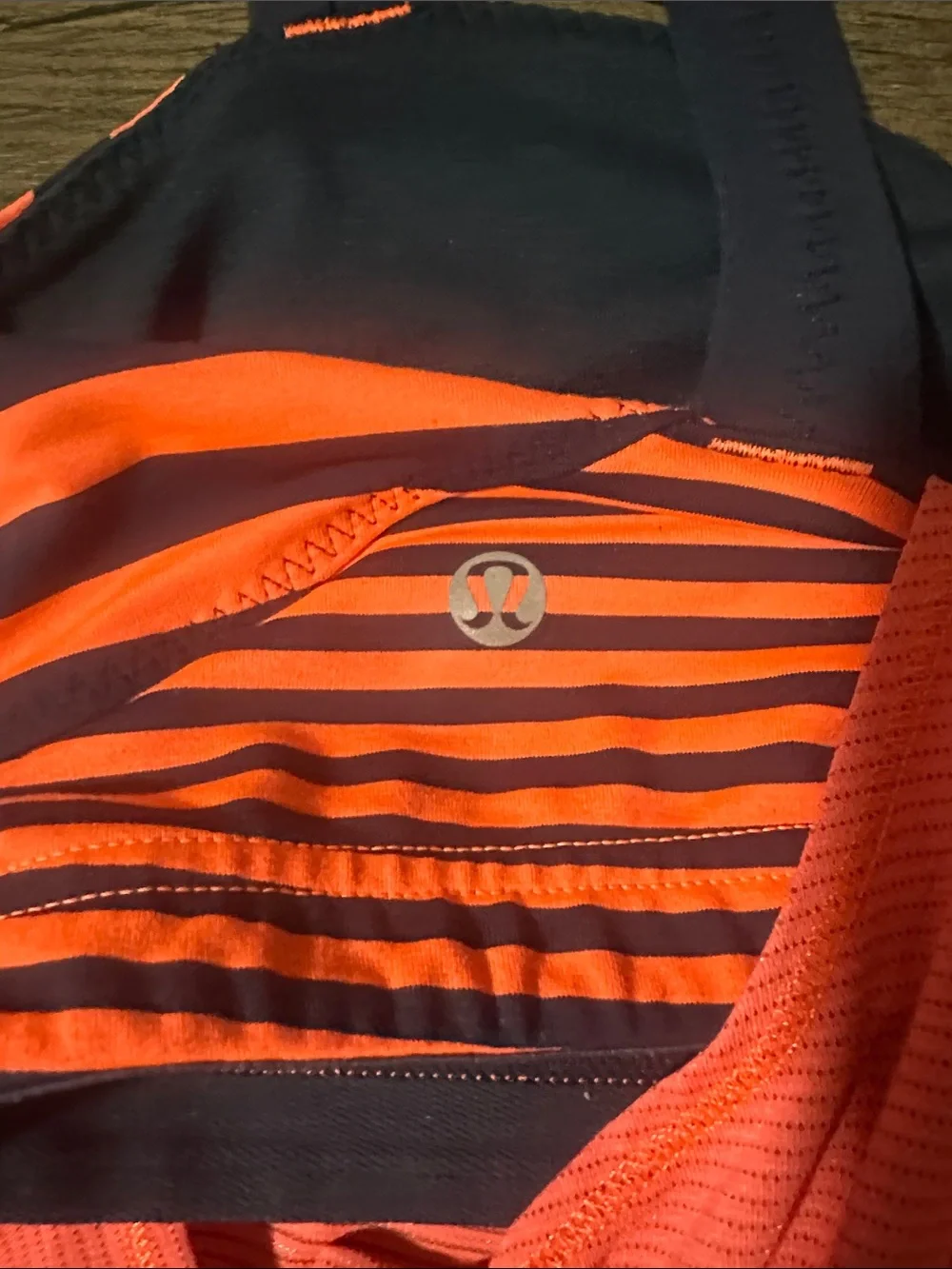 lululemon athletica Coral Tank with Navy Striped Bust